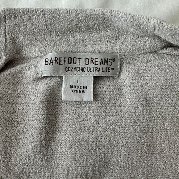 Barefoot Dreams Cozychic Ultra Lite Gray Knit Cardigan Size Large - Picture 7 of 7